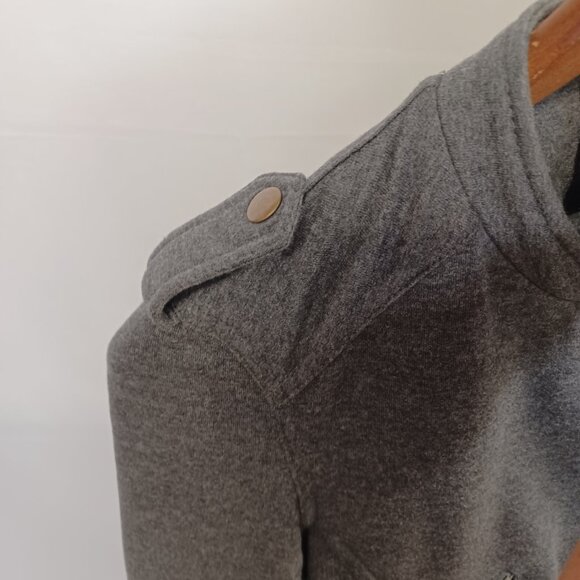 LOVE TREE Gray Cotton Blend Stretch Moto Neutral Jacket Women's Medium Coat Top - Picture 8 of 12